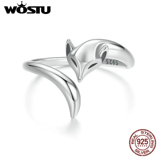 Adjustable sterling silver fox ring