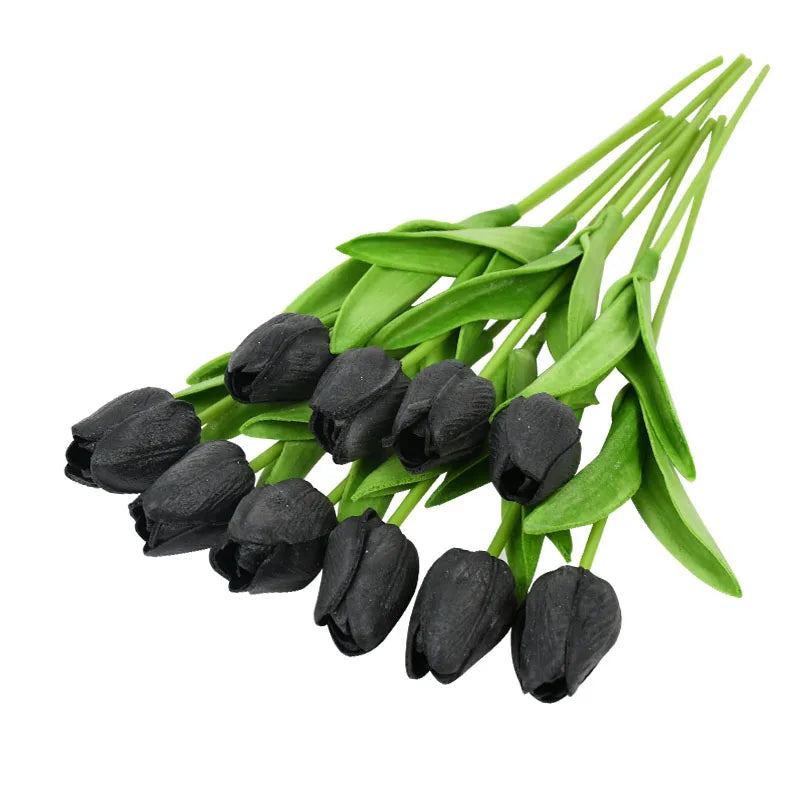 Real-Touch Artificial Tulips Bouquet (10 Stems) – Lifelike Faux Flowers for Home & Wedding Decor