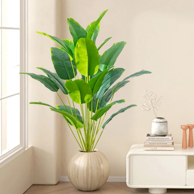 Fake tropical plant leaves detail