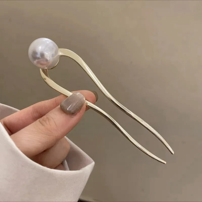 Pearl U-Shaped Hair Pins – Korean-Style Bun Hair Sticks & French Hair Clips