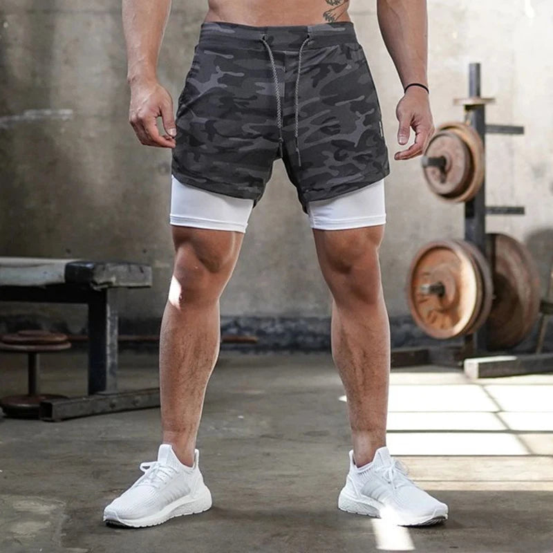 Camo workout shorts detail