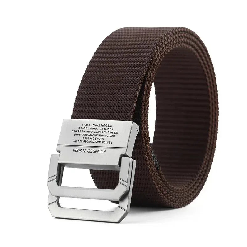 Men's Nylon Webbing Canvas Belt – Military-Style Tactical Belt with Metal Buckle