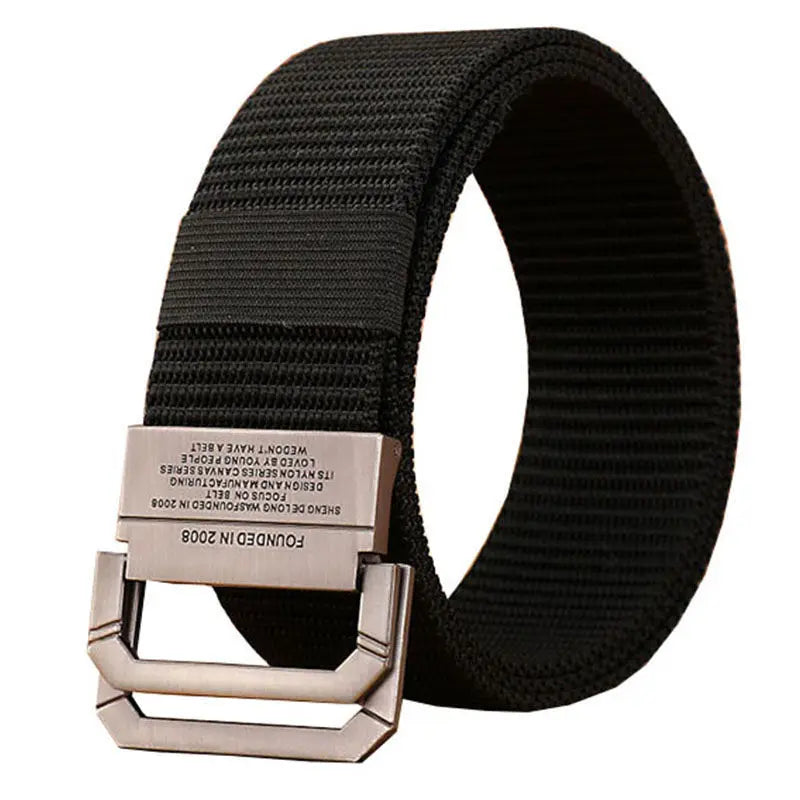 Men's Nylon Webbing Canvas Belt – Military-Style Tactical Belt with Metal Buckle