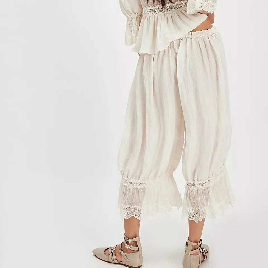 High waist drawstring lantern trousers