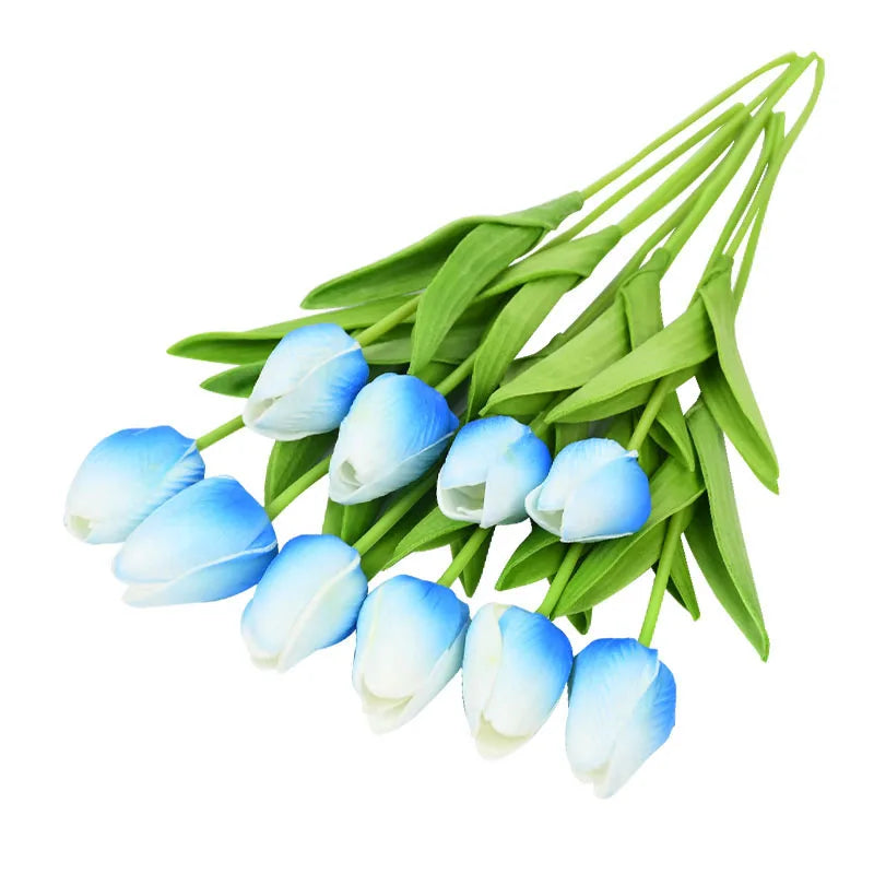 Real-Touch Artificial Tulips Bouquet (10 Stems) – Lifelike Faux Flowers for Home & Wedding Decor
