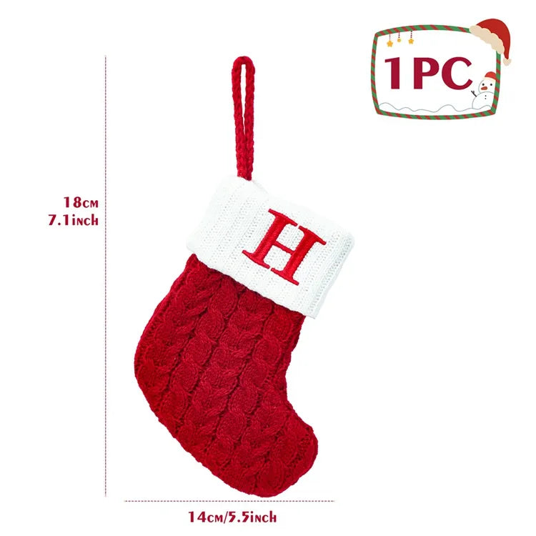 Personalised Initial Knit Christmas Stocking – Cable-Knit Red Xmas Stocking