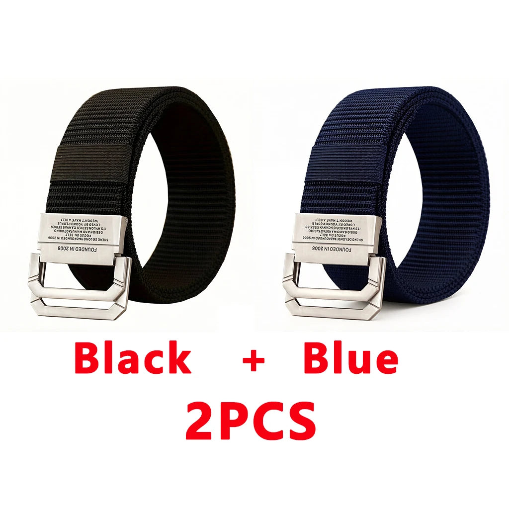 Men's Nylon Webbing Canvas Belt – Military-Style Tactical Belt with Metal Buckle