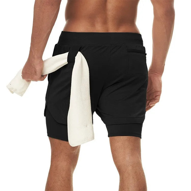 Men's 2-in-1 Camo Gym Shorts – Quick-Dry Running Shorts with Inner Compression Liner