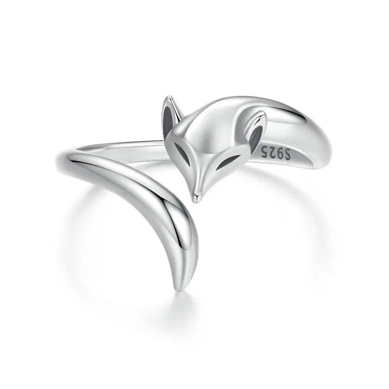 Adjustable Fox Ring – Vintage Handmade-Style Open Animal Ring in 925 Sterling Silver
