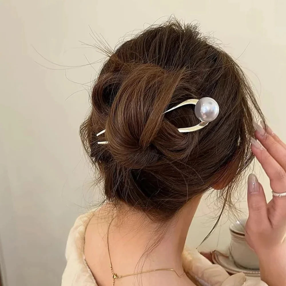 Pearl U-Shaped Hair Pins – Korean-Style Bun Hair Sticks & French Hair Clips