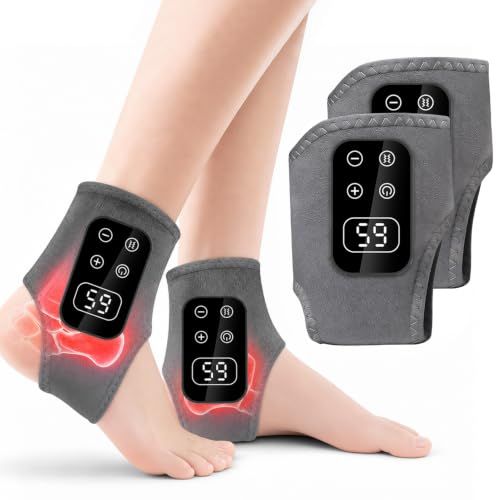 Heated Foot & Ankle Massager – Wireless Vibration Wrap with 5 Heat Settings, Grey