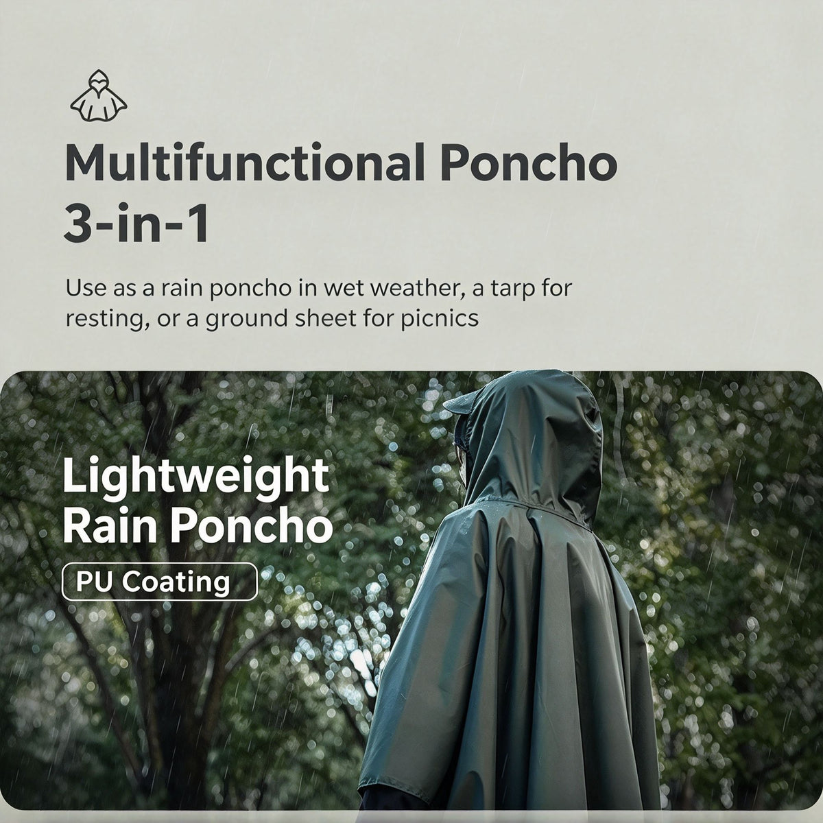 3-in-1 Waterproof Rain Poncho, Ground Sheet & Tarp – view 4