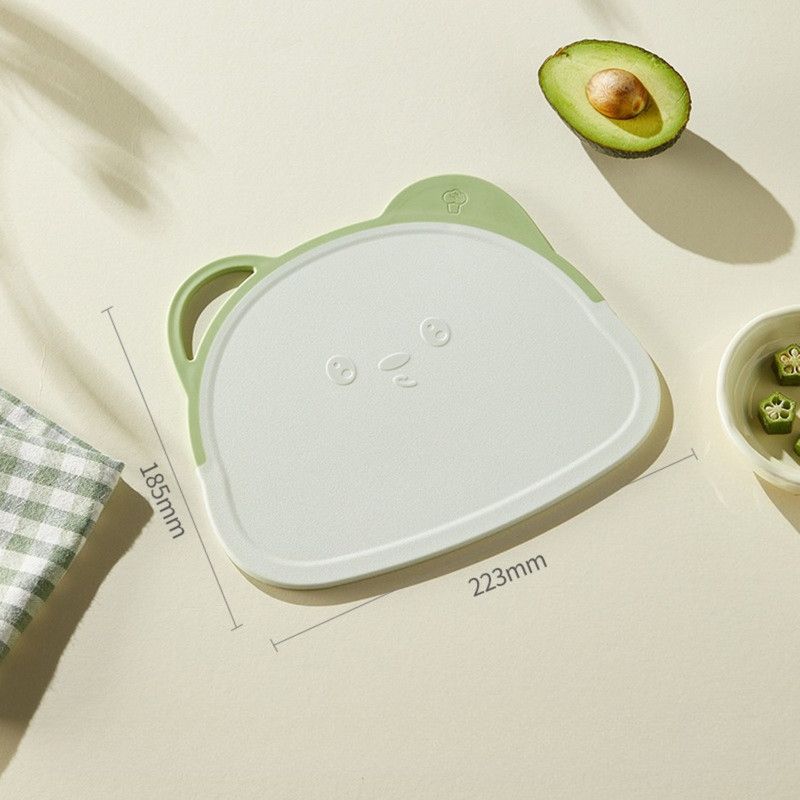 Double-Sided Bear Cutting Board – Small Kids' Chopping Board with Grater, Light Green
