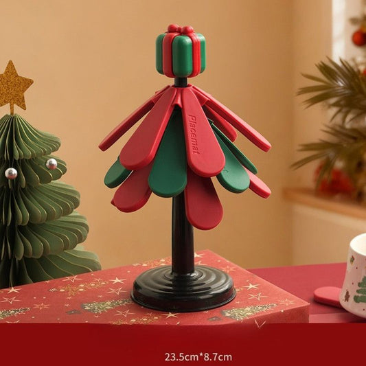 Christmas Tree Silicone Trivet – Folding Heat-Resistant Pot Stand & Table Decor