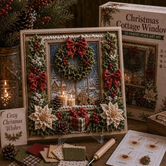 Christmas Wreath 3D Fabric Poke Art Kit – No-Sew DIY Craft, 20 × 20 cm