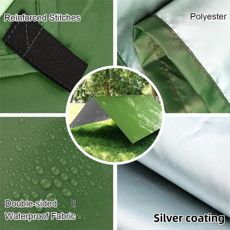 3 × 3 m Waterproof Camping Tarp with Silver Sun Coating – view 3