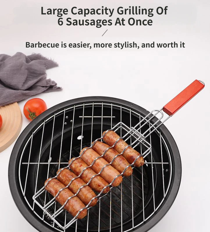 BBQ Sausage Grilling Basket with 4 Skewers – view 2