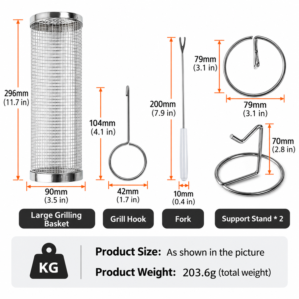 Rolling BBQ Grill Basket – view 2