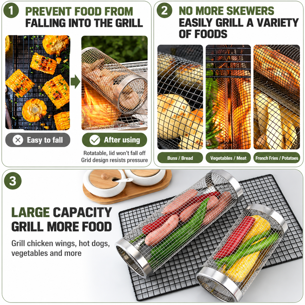 Rolling BBQ Grill Basket – view 3