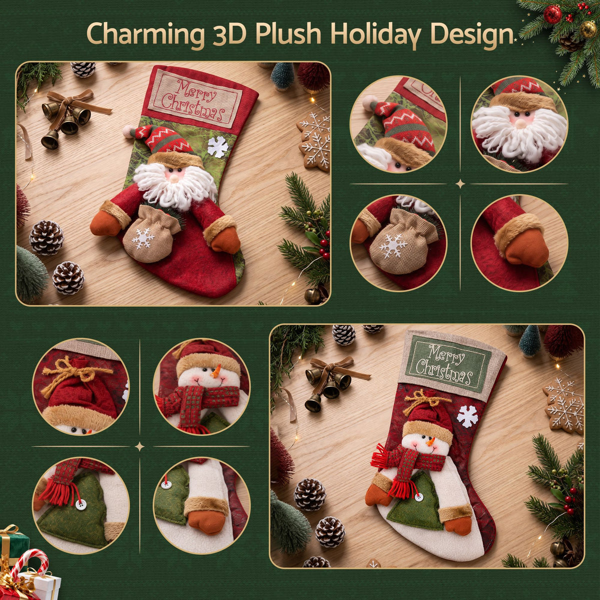 Family Christmas stocking set decoration