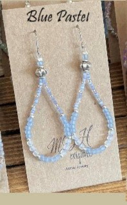 Pastel Sea Beads Teardrop Dangle Earrings